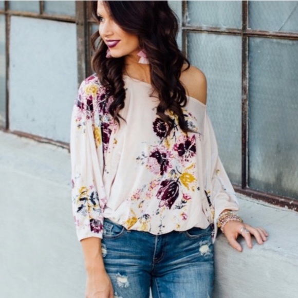 Free People Tops - Free People Intimately Floral Velvet Bodysuit